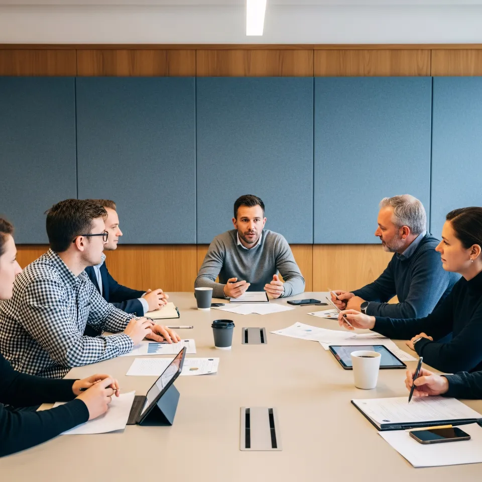 Reunião de equipa em ambiente moderno