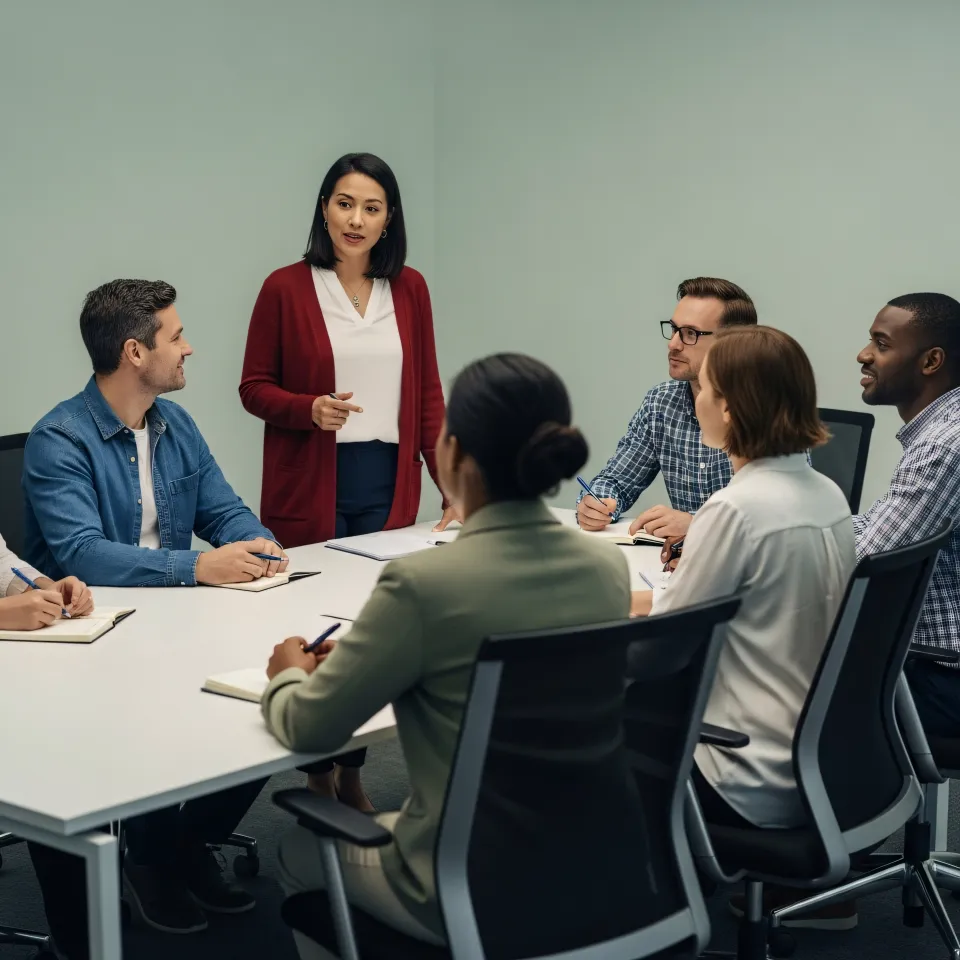 Equipa colaborando em processo de análise